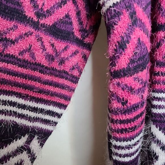 22 24 Lane Bryant Purple Eyelash Cardigan Open Front Ombre Sweater Knit Fuzzy - Picture 6 of 7